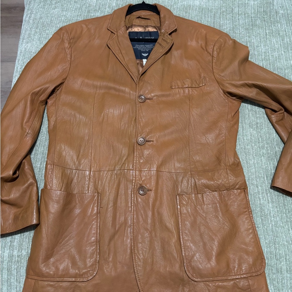 Armani Jeans Men's Tan Leather Jacket